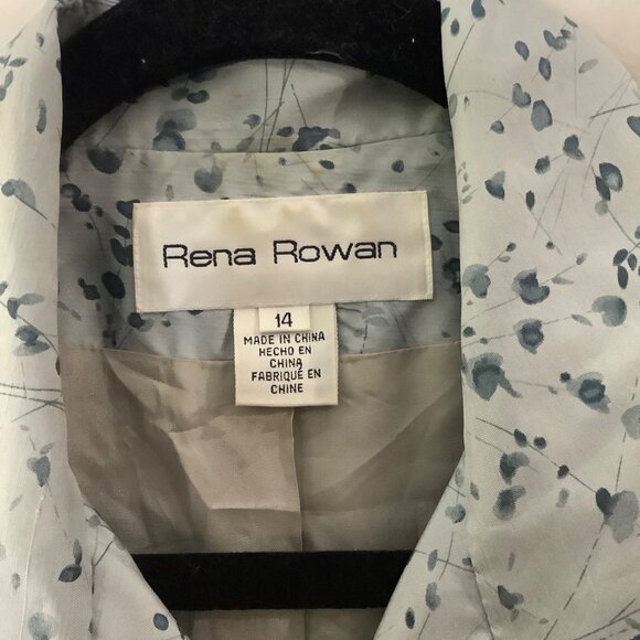 Vtg Rena Rowan Floral 100% Silk Blazer Jacket Size 14 Lined Button Front Blue - Picture 3 of 7